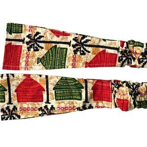 Headband African Fabric Ethnic Thick Elastic Back Stretch Red Green Huts